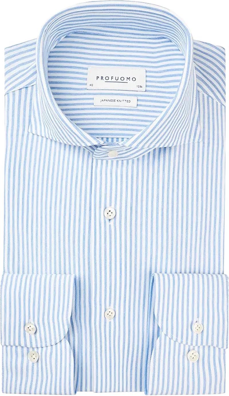 Profuomo Overhemd Japanese Knitted Blauw Strepen PP2HC10008 kopen | Suitable
