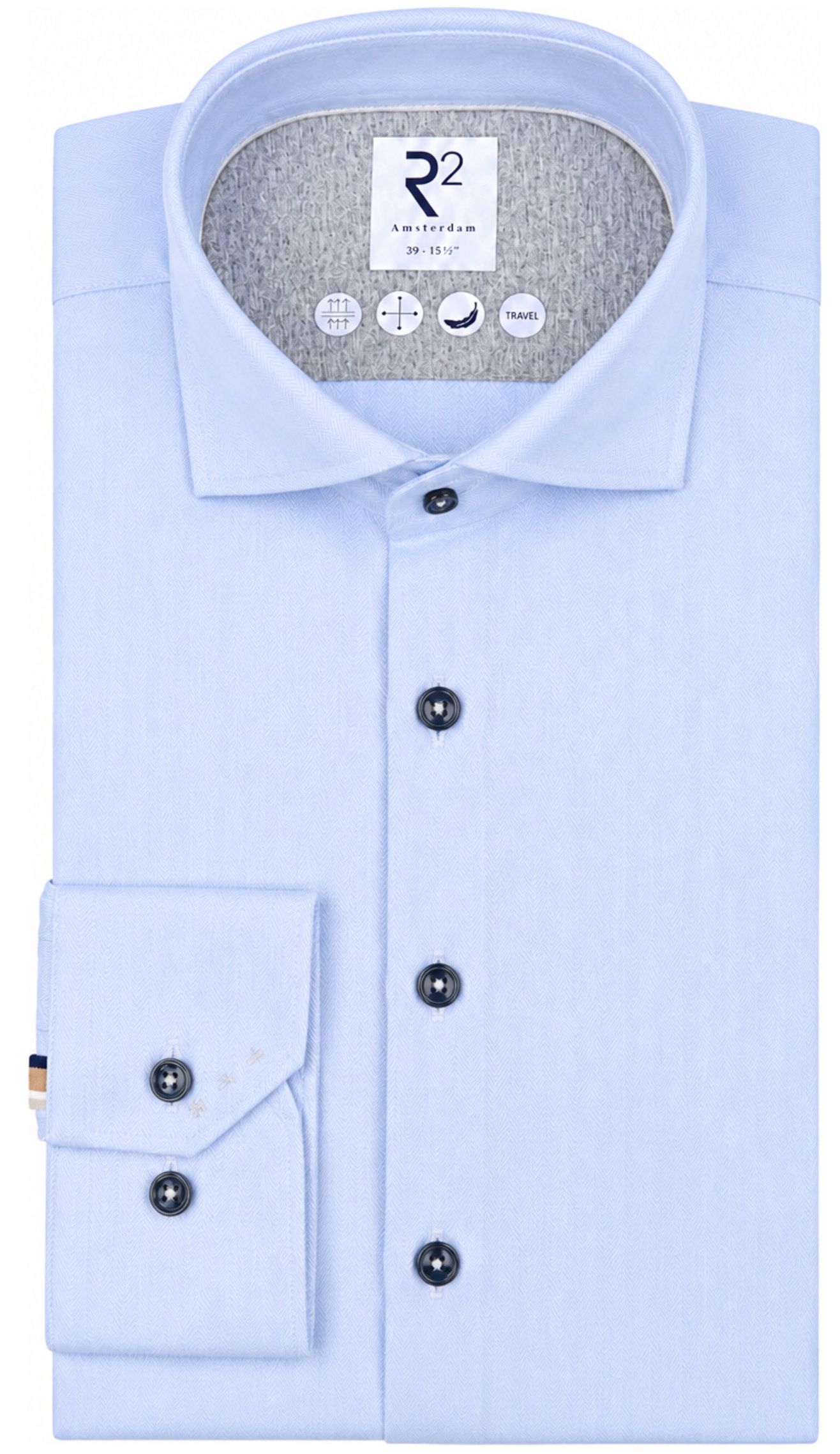 R2 Chemise Knitted Herringbone Bleu clair commander en ligne | 134.WSP.011-018 | Suitable Luxembourg