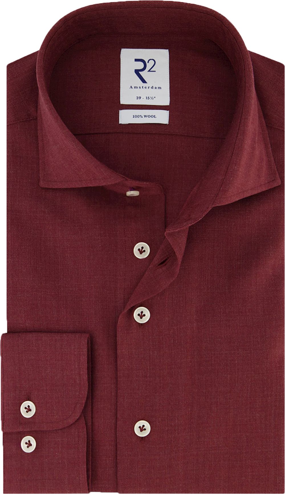 R2 Overhemd Wol Bordeaux 122.WSP.008-080 kopen | Suitable