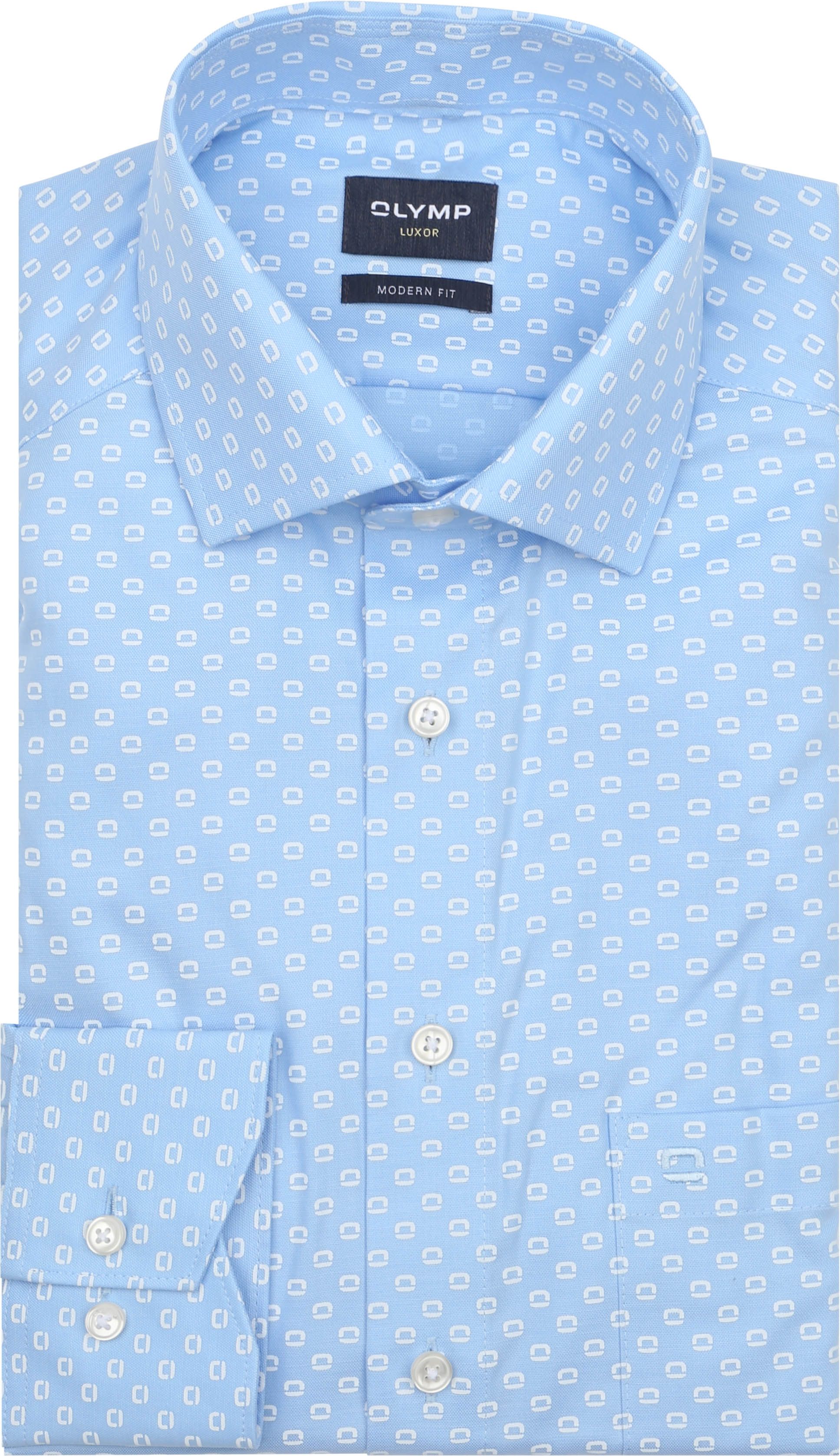Olymp Luxor Skjorta Tryck Logo Blå 128484-11