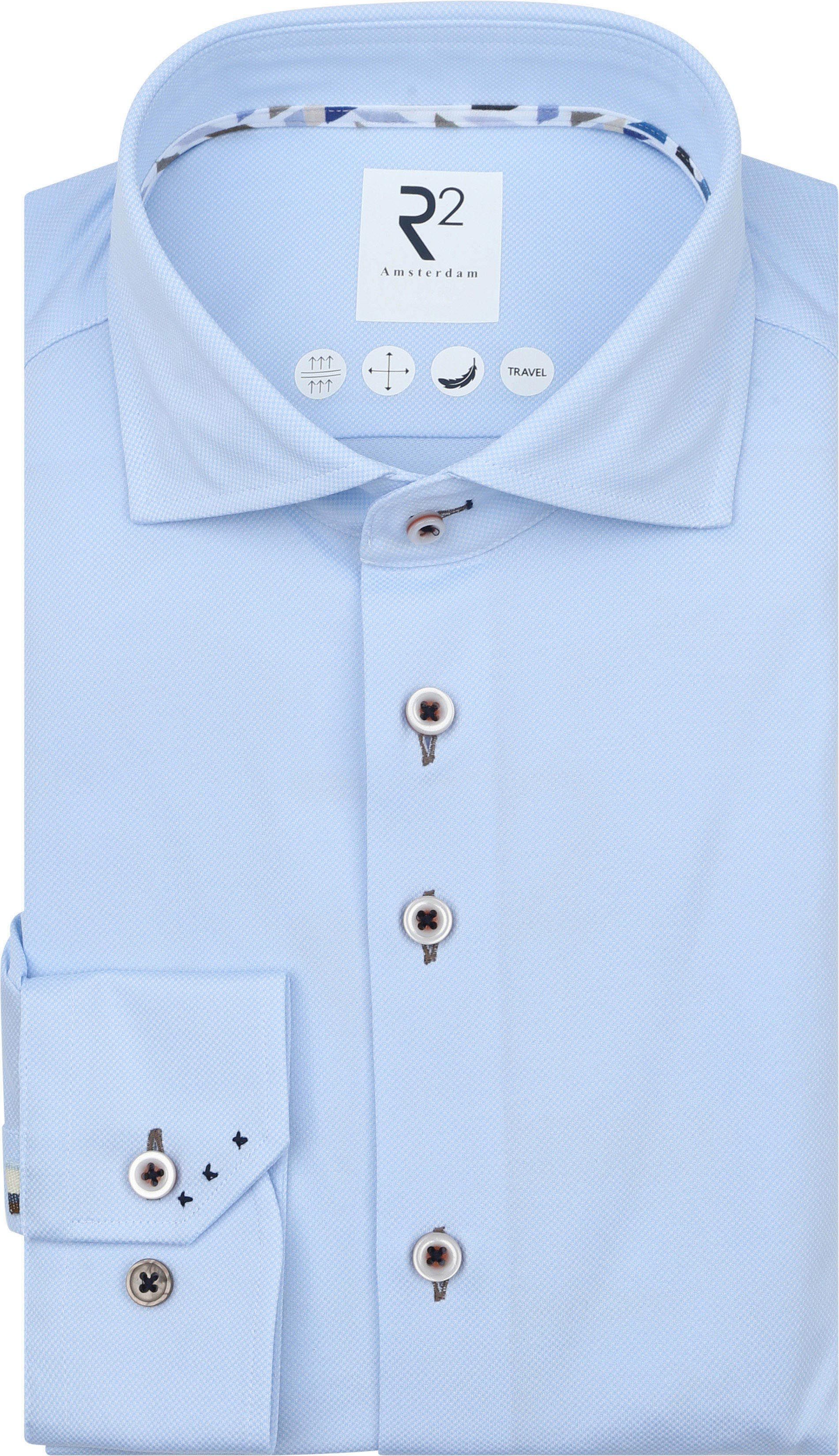 R2 Hemd Technical Knitted Dobby Hellblau kaufen | Suitable