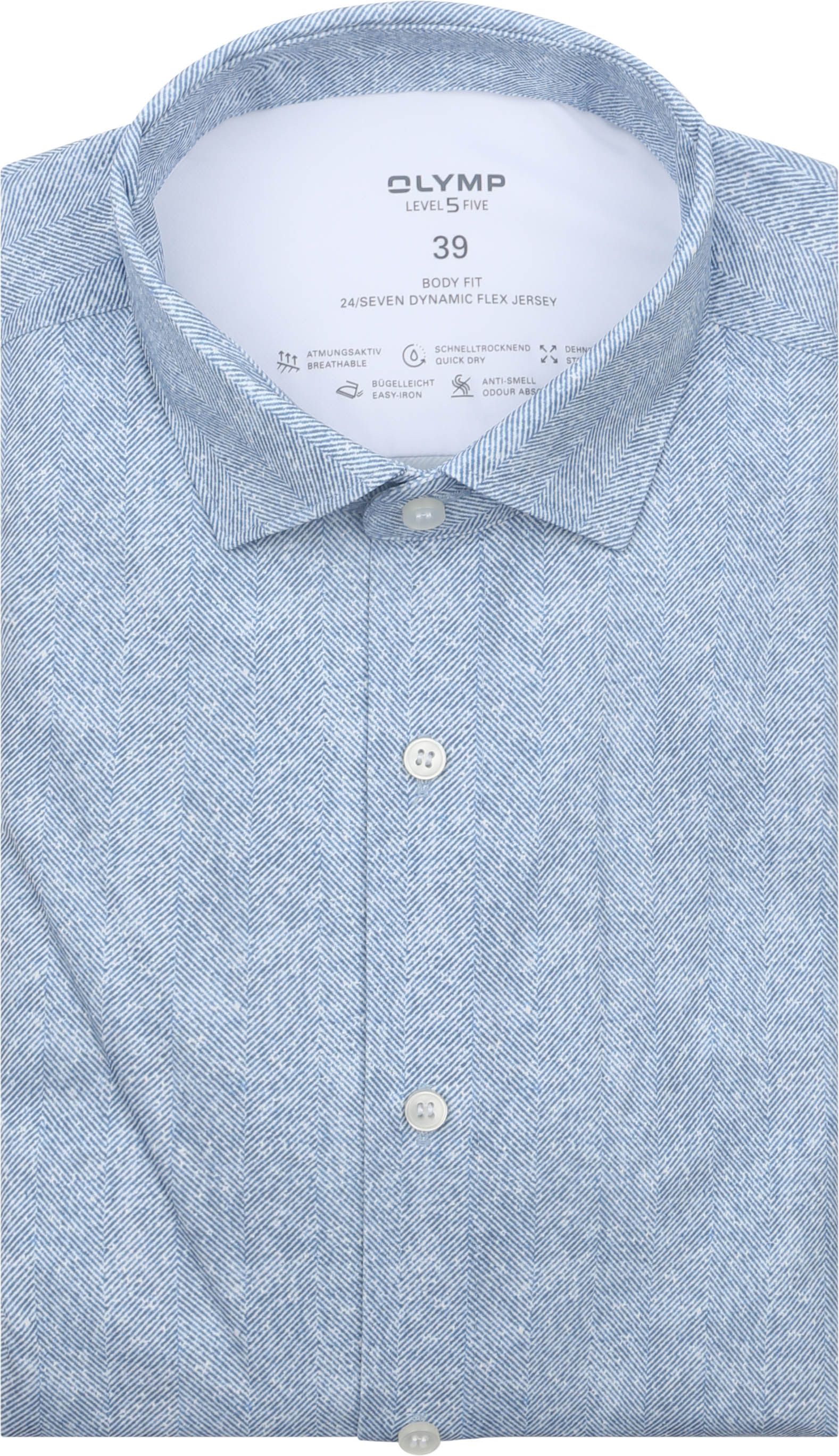 OLYMP Skjorta Level 5 24/Seven Herringbone Blå 201284-13