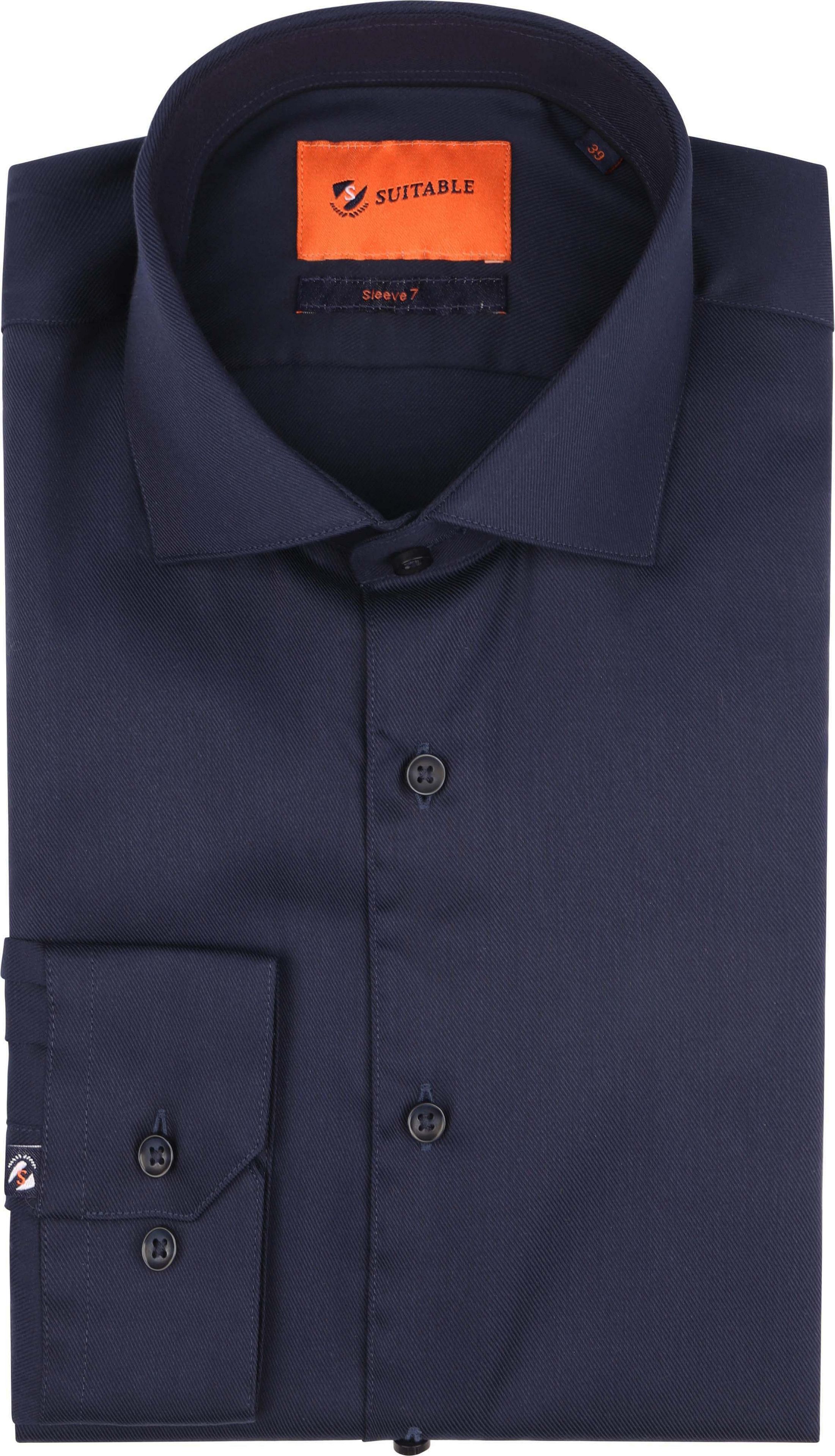 Suitable Skjorta med Extra Lång Ärm Twill Navy SL7-03 Navy