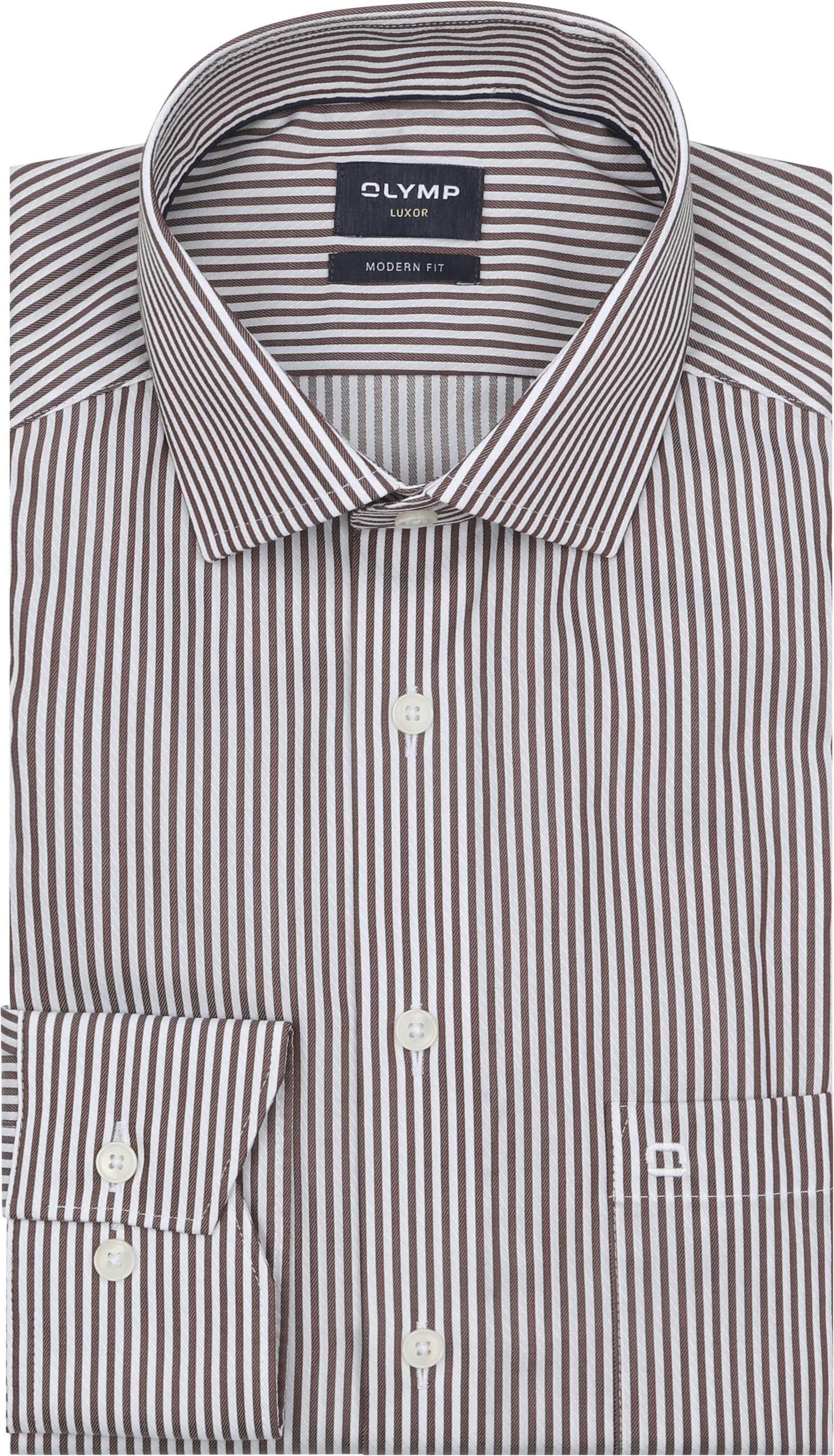 Olymp Luxor Skjorte Striber Brun 135874-28