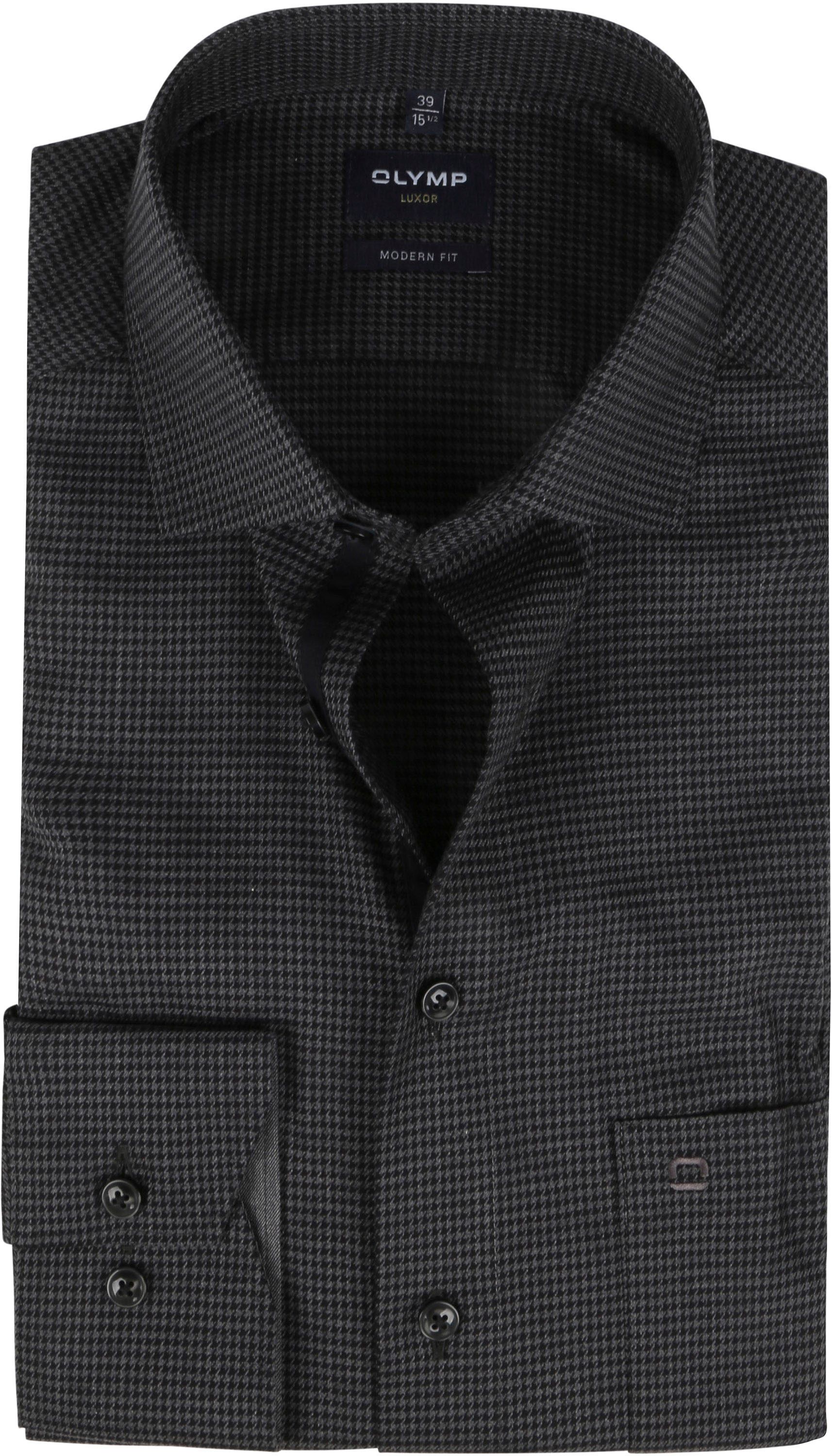 Olymp Luxor Skjorte Houndstooth Svart 127024-68