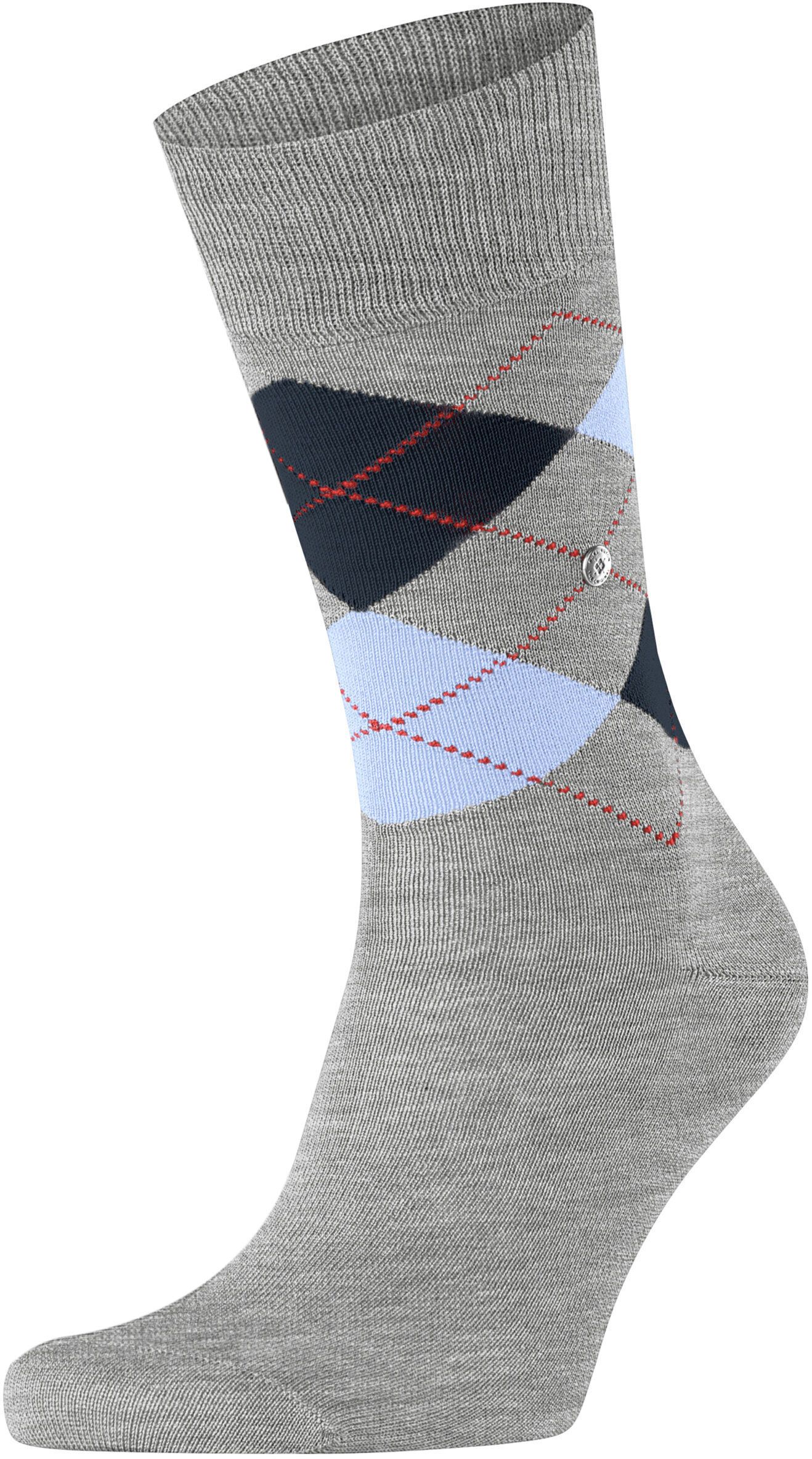 Burlington Manchester Sock Rutig Grå 3615 21088-3615