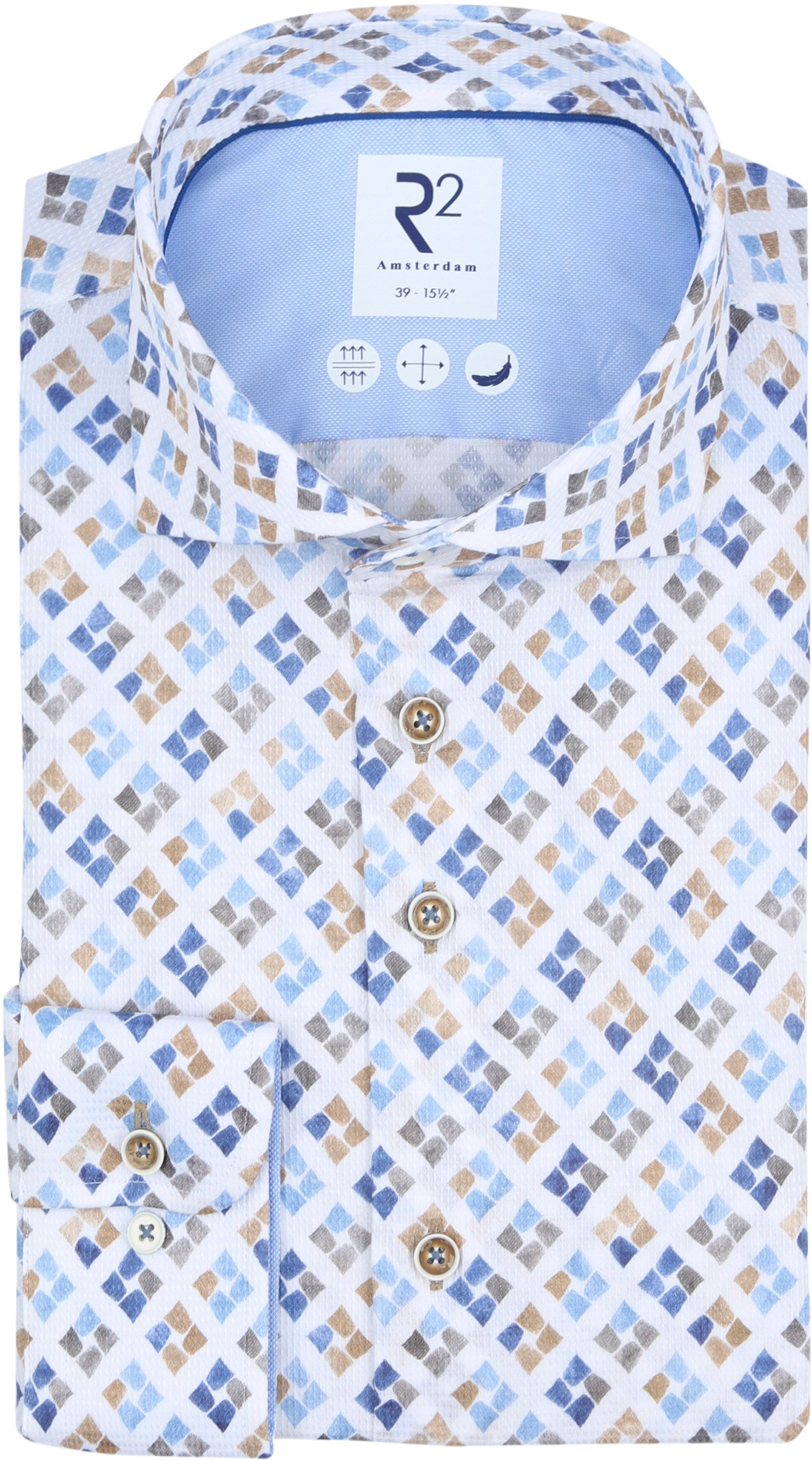 R2 Shirt Print Blue Green 120.WSP.029-014 order online | Suitable