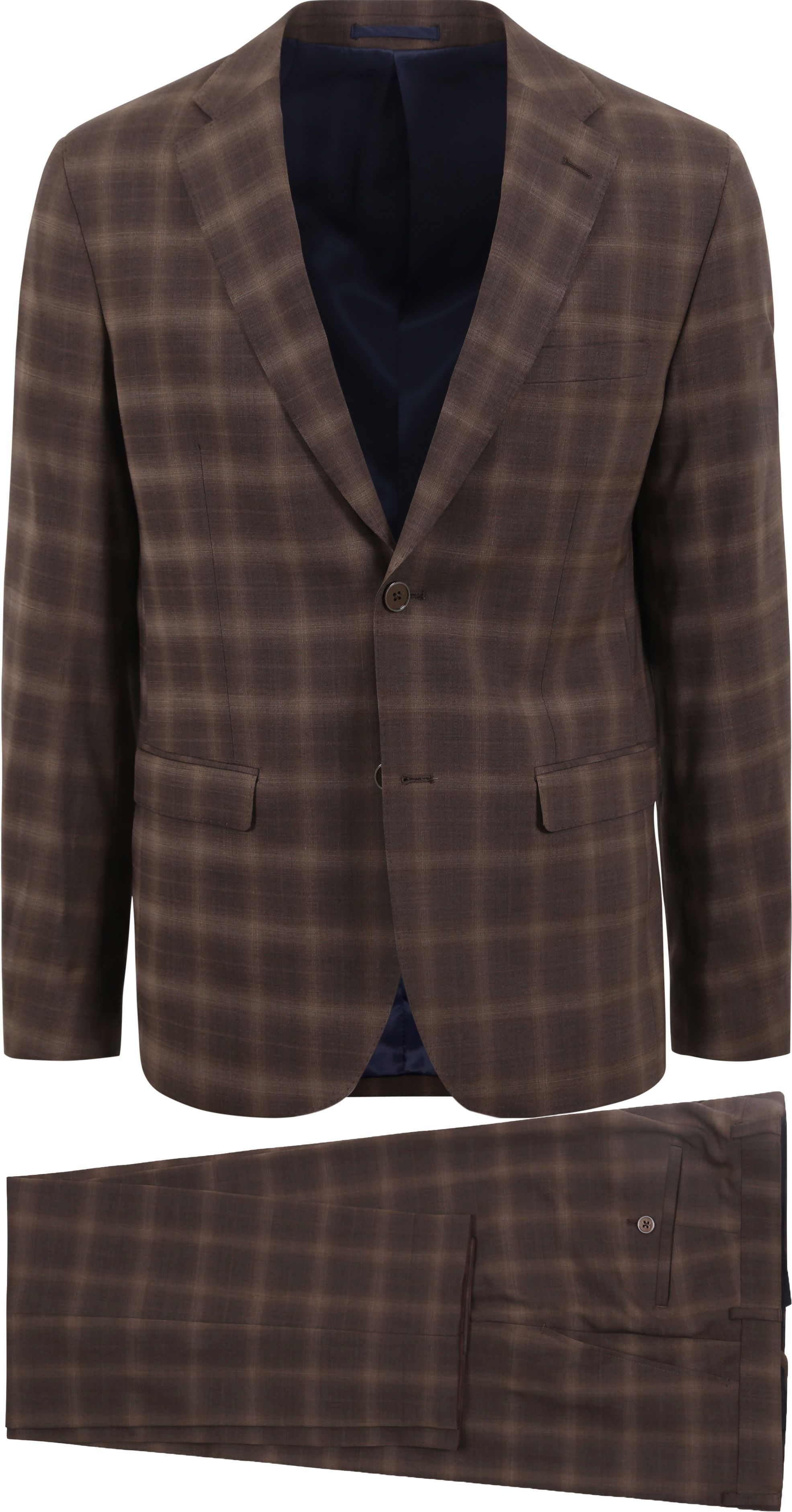 Suitable Strato Toulon drakt i brunt ullsjekk SPE231028TO09ST-840 brown