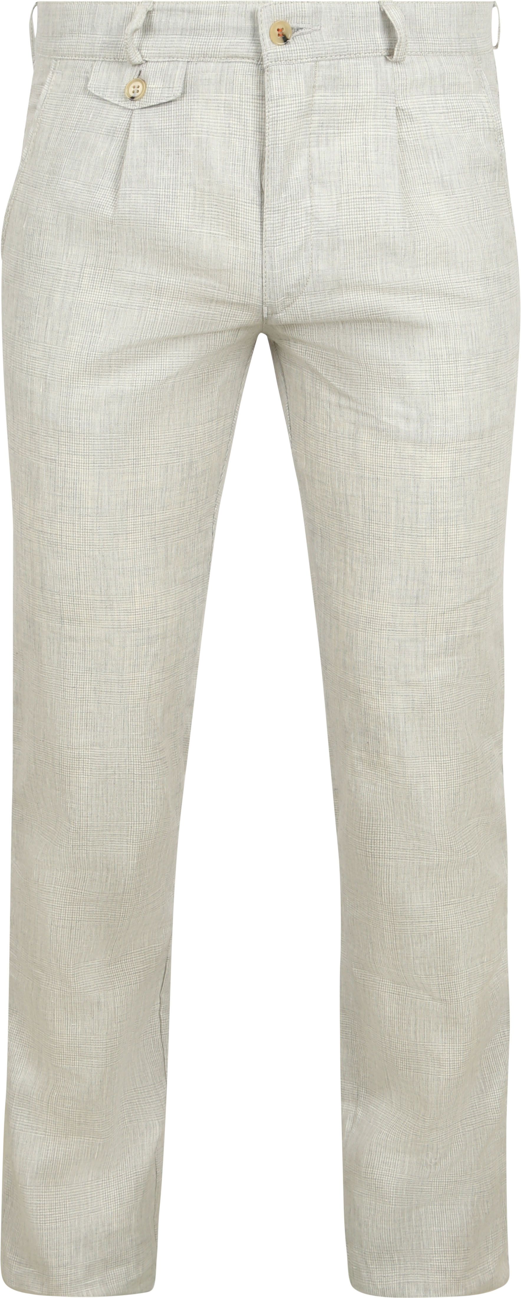 Køb Suitable Chino Pico Pleat Cotton Linen Glencheck Lysegrå PA-GLCH-LICO-26.01 | Suitable