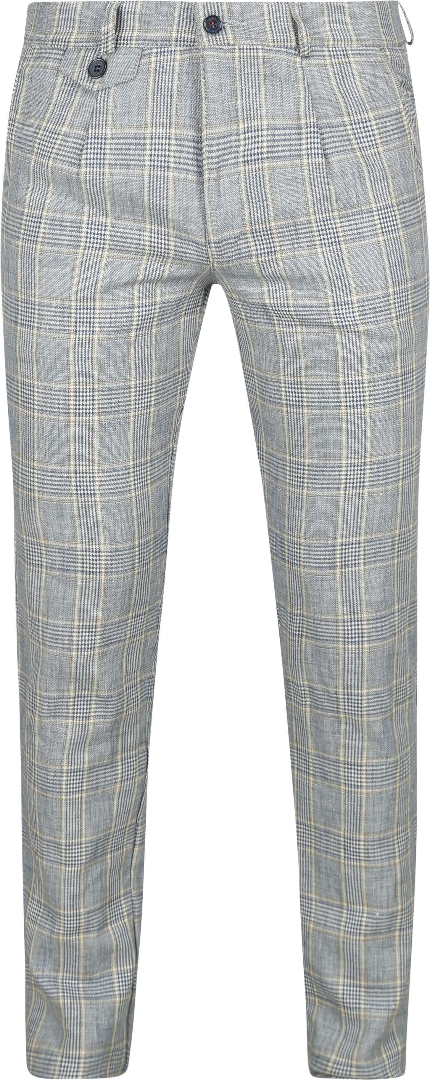 Suitable Chino Linneduksblandning Ruit Blå 1-81-459 614 Blue