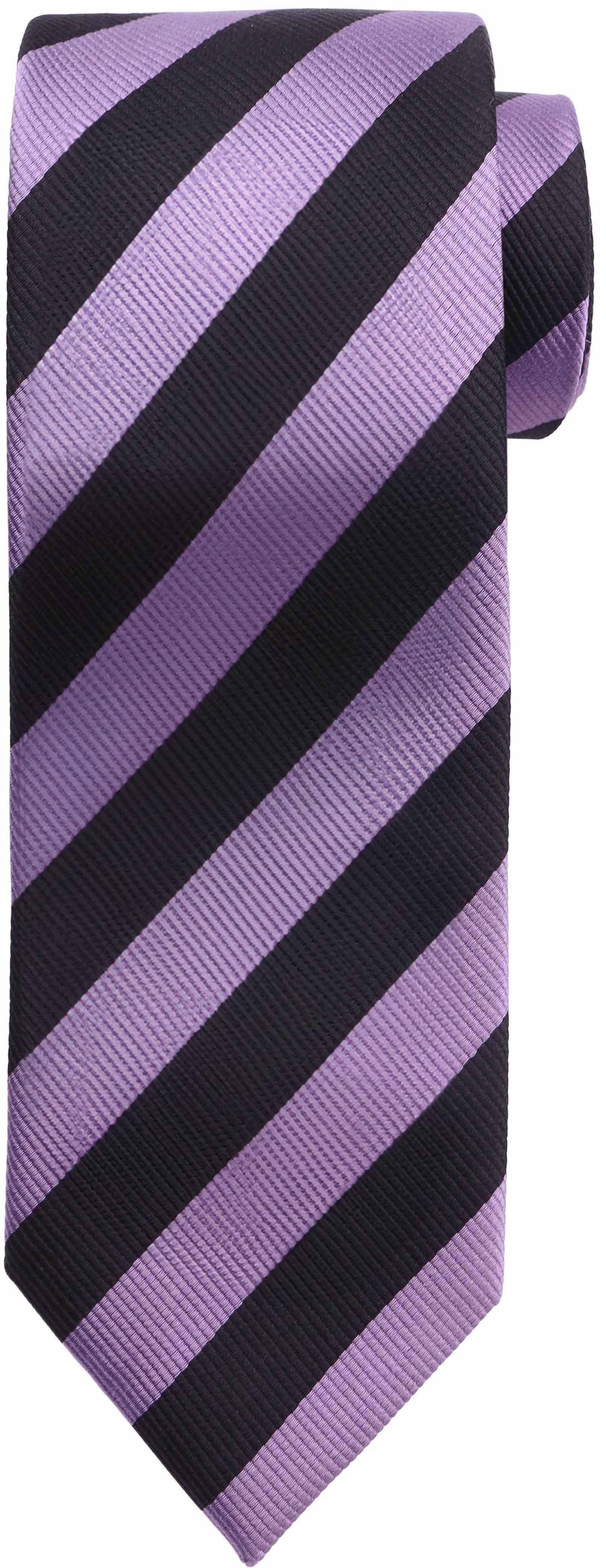 Cravate Soie Lilas - Bande Noire FD19 9100619A