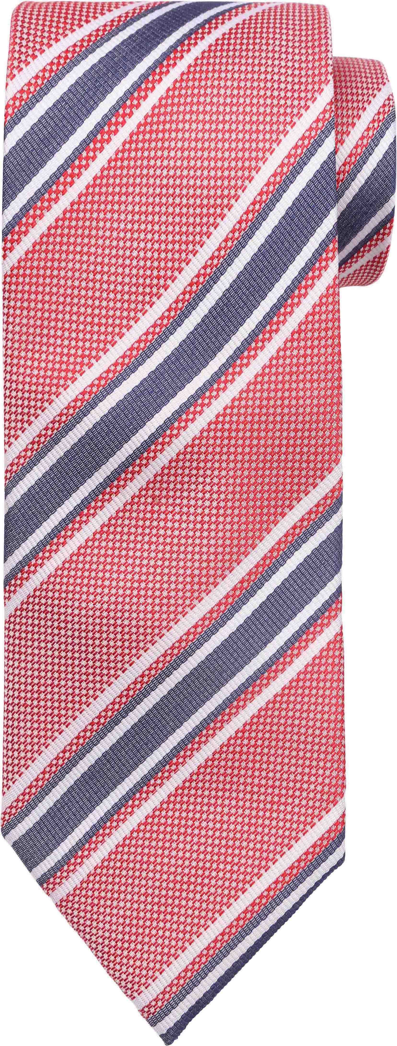 Äkta mönstrad sidenslips från Suitable F91-10 F91-10 Pink/Navy Stripe