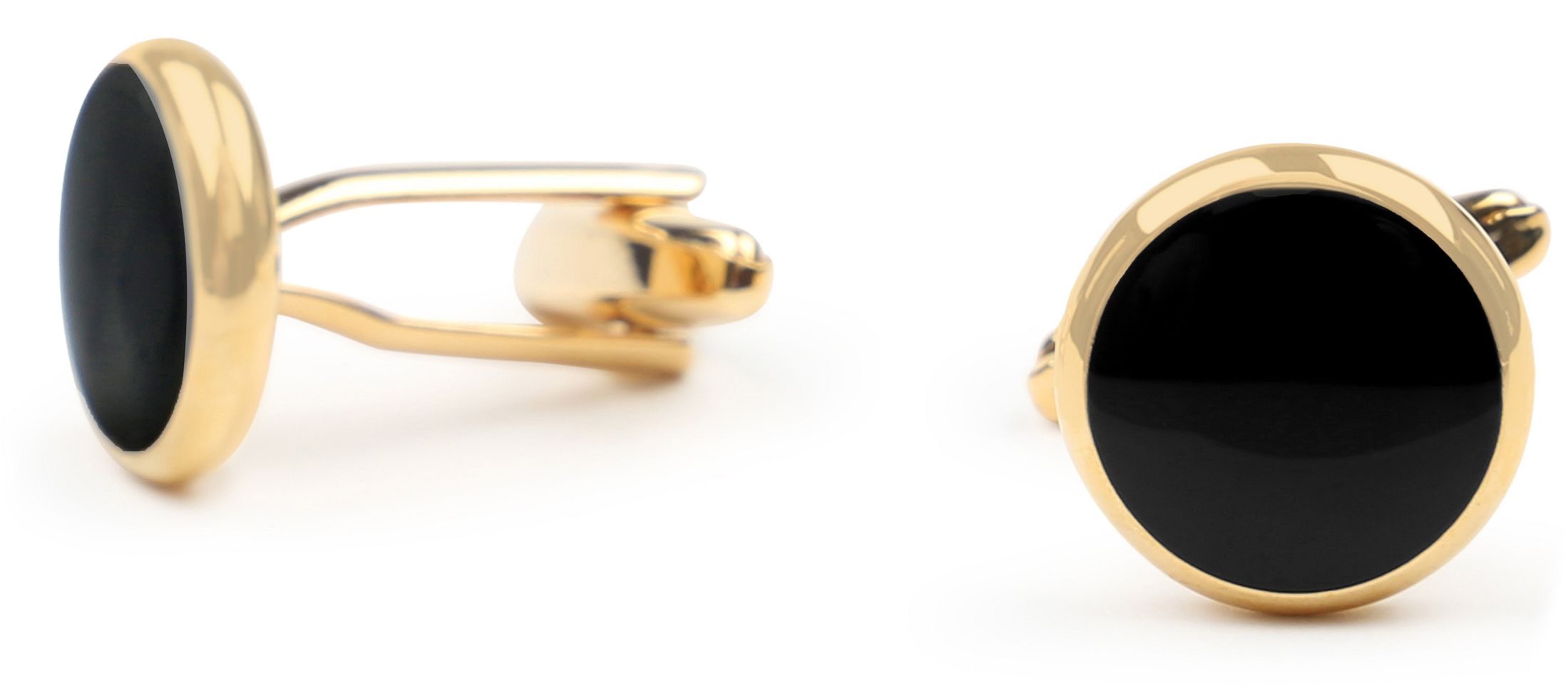 Boutons de Manchette Ronde Or Noir CL-02 Black/Gold commander en ligne | Suitable