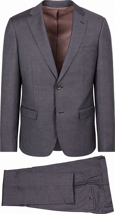 Suitable Sharkskin Suit Wool Aubergine