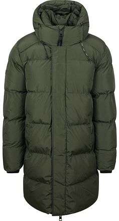Superdry Lang Pufferjakke med hette Mosgrønn