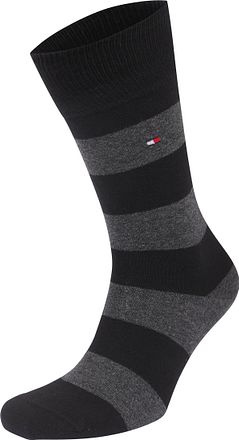 Tommy Hilfiger 2-Pack Socken Streifen Uni Schwarz