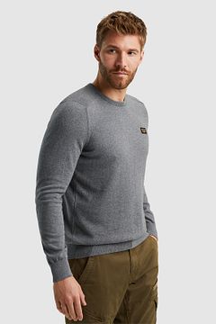 Pull Pme Legend Homme Gris Coton LD1 - Taille L - Manches Longues Col Rond