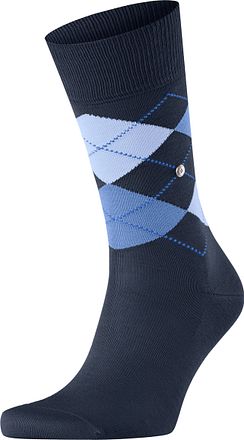 Burlington Manchester Sokk Rutete Blå 6120