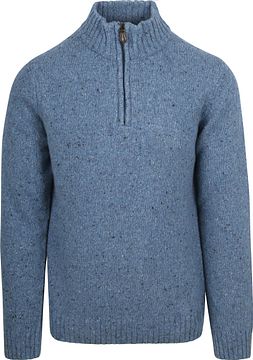 Suitable Half Zip Trui Tweed Wol Blend Blauw PU-RSP-WOHZ-24 Blue