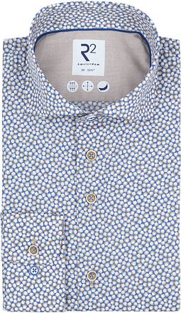 R2 Shirt Print Coffee Cups Blue