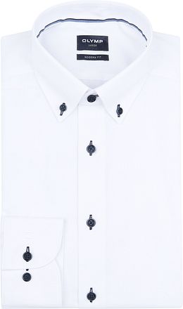 OLYMP Chemise Luxor Boutons Contrastés Blanche