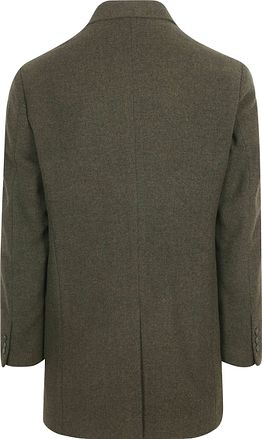 Suitable płaszcz z wełny, twill, ciemnozielony