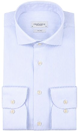 Profuomo Twill Skjorte Striber Lyseblå