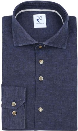 R2 Overhemd Linen Blend Navy