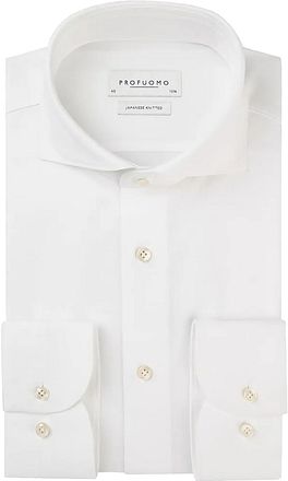 Profuomo Overhemd Japanese Knitted Wit
