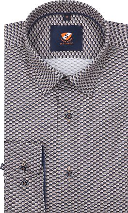 Suitable Skjorta Print Brun 267-12