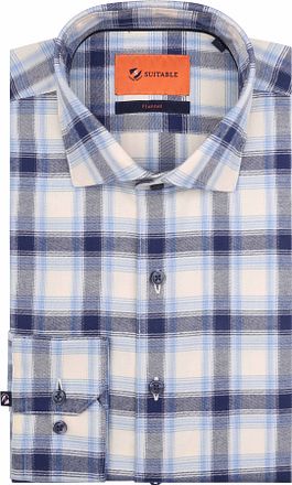 Suitable Skjorta Spread Flanell Rutig Blå