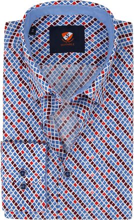 Suitable Hemd Kariertes Blau Rot