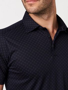 Desoto Short Sleeve Shirt Cubes Navy Model / Detail