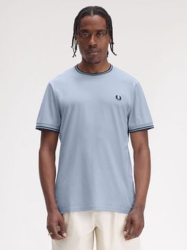 Fred Perry M1588 Twin Tipped T Shirt Light Blue M1588-Y58 order