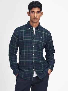 Dubinik® 6.3 oz Chemise Flanelle Homme Western Cowboy Manches Longues Carreaux Vintage Casual Bouton à Pression Double Poche Bleu Noir et Beige S