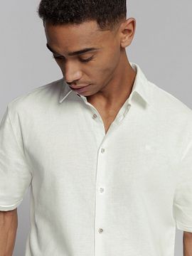 No Excess Short Sleeve Shirt Linen Blend White 27480321SN-010