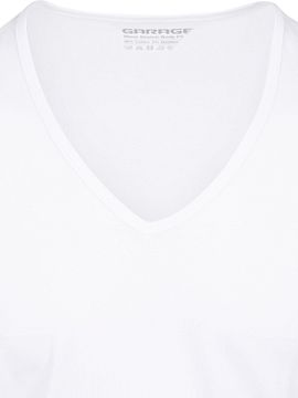 Garage Stretch Basic White Deep V-Neck Product / Detail