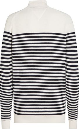 Tommy Hilfiger Racking Half-Zip Structure Streep Wit Navy