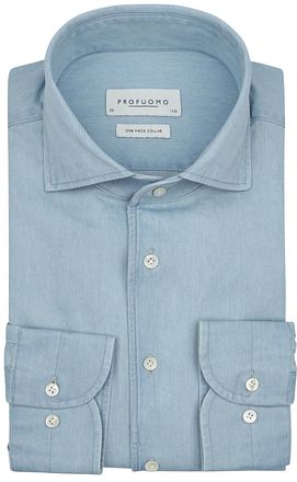 Profuomo Chemise Twill Denim Bleu Clair