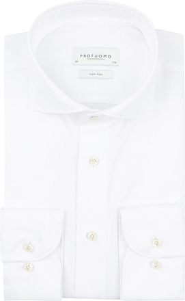 Profuomo Twill Skjorte Ekstra Lange Ermer Hvit