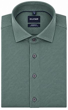 Olymp Japanese Knitted Camicia Twill Verde