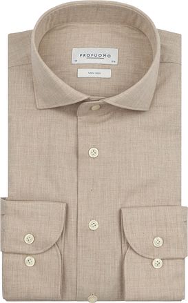 Profuomo Shirt Peached Twill Flannel Beige