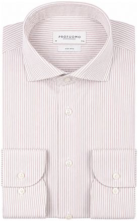 Profuomo Twill Skjorte Stribet Beige