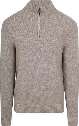 Suitable Genser Halv Glidelås Kokt Ull Taupe