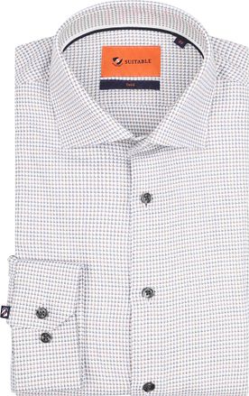 Suitable Hemd Twill Druck Weiß