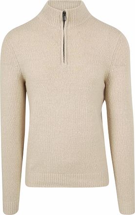 Suitable Half Zip Pullover Boiled Wool Ecru