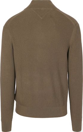 Tommy Hilfiger Half Zip Cable Pullover Olive Green
