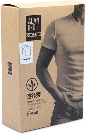 Alan Red Vancouver Organic V-Hals T-shirt Vit 2-Pack
