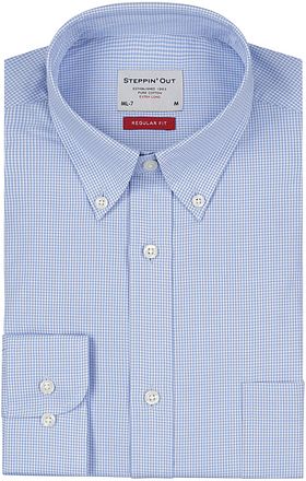 Steppin' Out Shirt Extra Long Sleeves Checks Light Blue