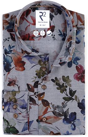 R2 Amsterdam flanellskjorta med blomtryck, flerfärgad